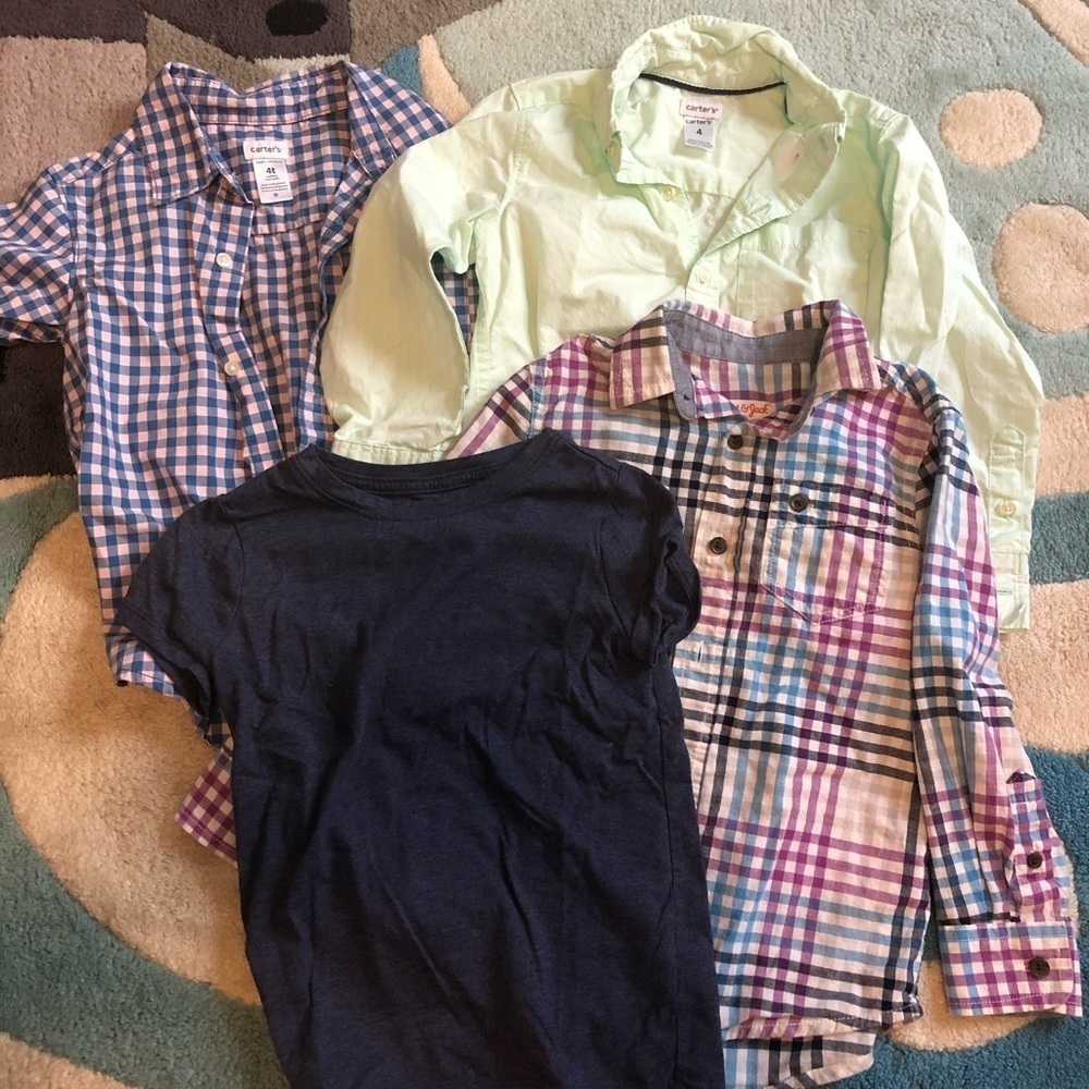 Lot of four boys shirts size 4. Two Carter’s and 2 Cat & Jack